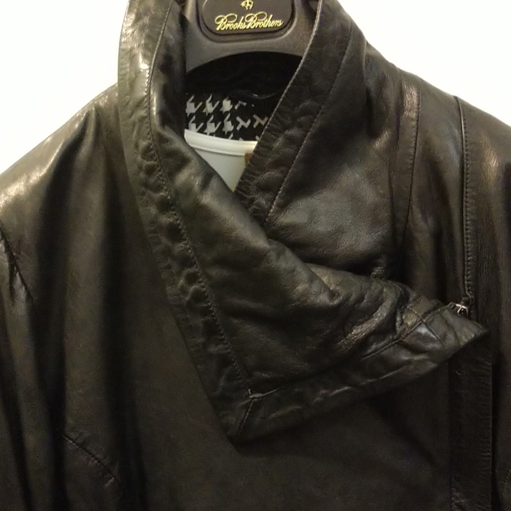 COMING NWT LEATHER Bod & Christensen Classic BLACK LEATHER  Moto Jacket - Picture 3 of 8